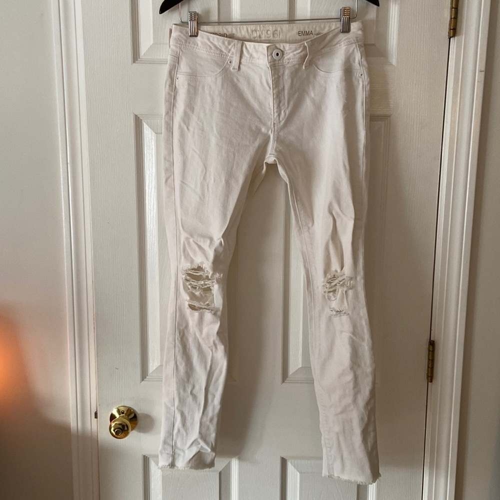 GUC dl1961 Emma distressed white skinny jeans sz 29